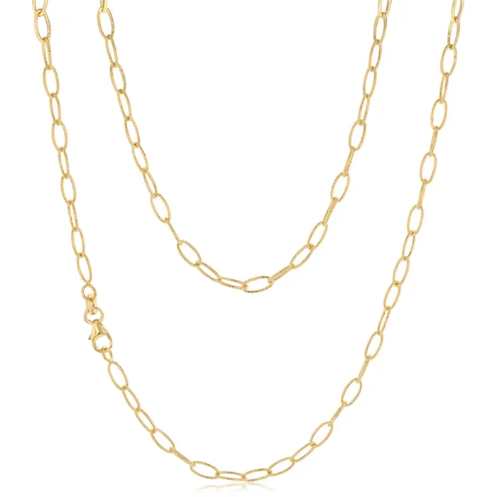 9ct Yellow Gold Textured Paperclip 50cm Chain