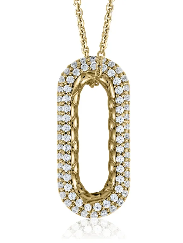 A. JAFFE 14K Yellow Gold Round Shape Diamonds 14K Yellow Gold Cable Link Necklace (.38ctw)