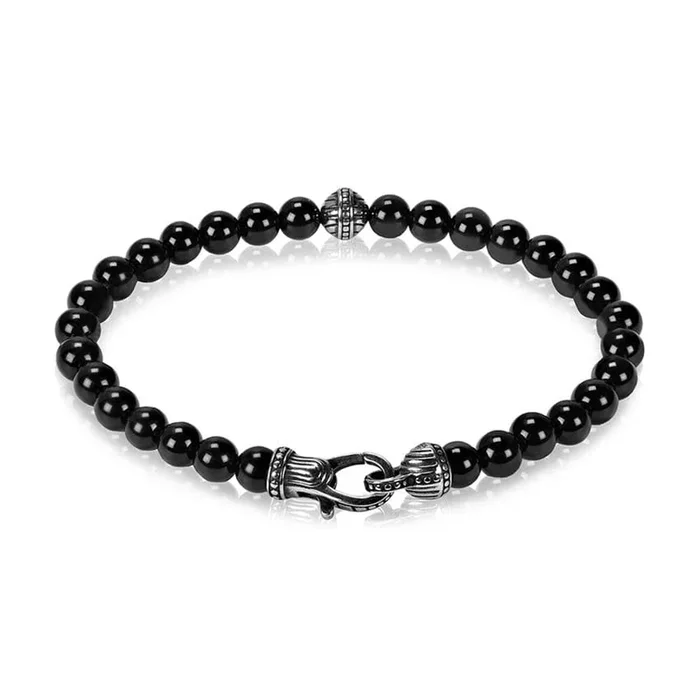 A.R.Z Men’s Black Onyx Bead Bracelet