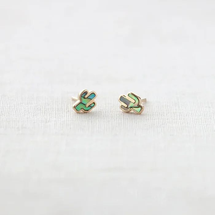 Abalone Cactus Stud Earrings