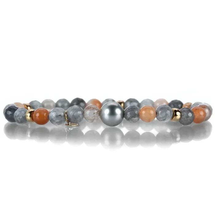 Agate, Quartz and Pearl Bracelet