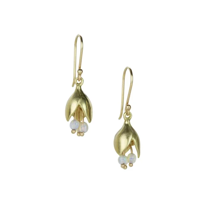 Allium Bud Earrings with Opals