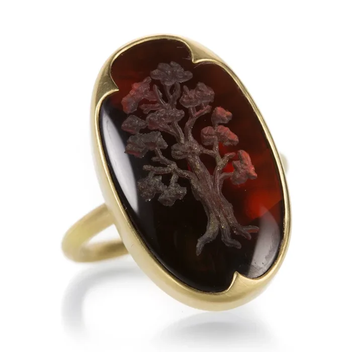 Almandine Garnet Intaglio Tree Ring