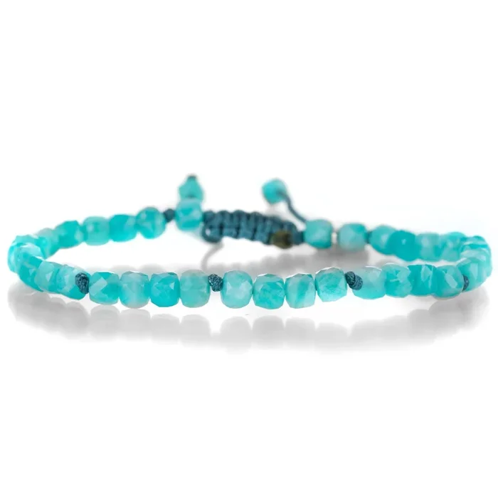 Amazonite Cube Beaded Bracelet