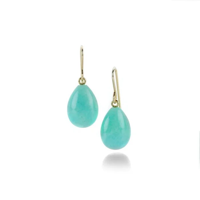 Amazonite Plump Teardrop Earrings
