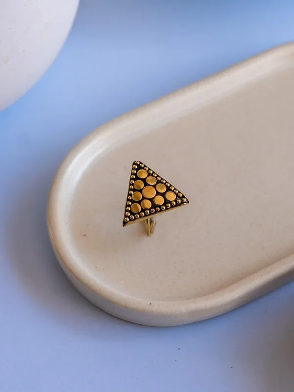 Amber Triangle – Mosaic Muse Brass Adjustable Ring(Anti Tarnish)