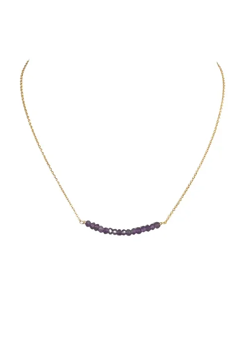 Amethyst Bead Necklace Gold – February Birthstone
