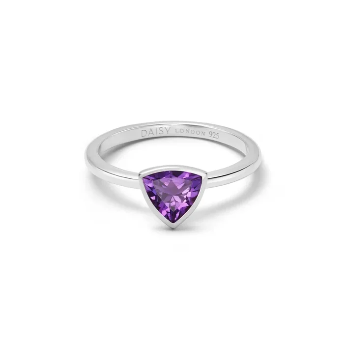 Amethyst February Birthstone Ring Sterling Silver