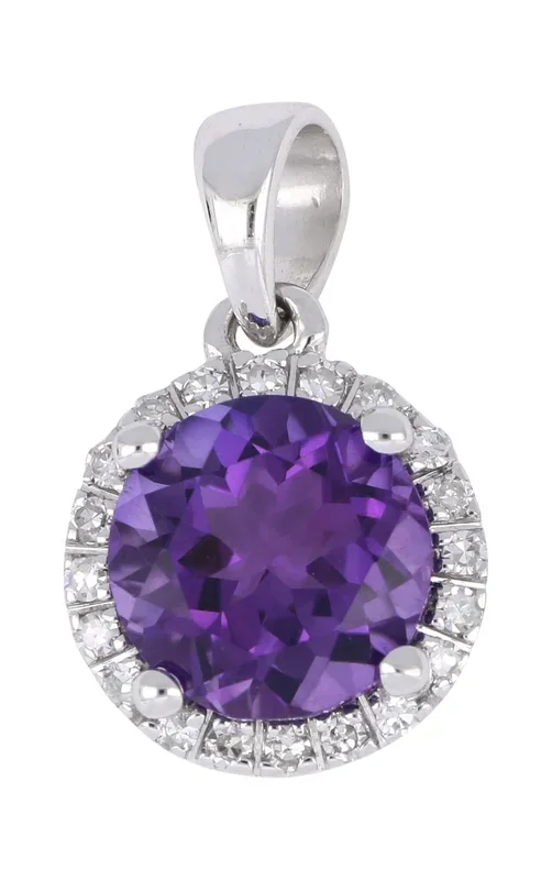 Amethyst Ladies Pendant (Amethyst 1.43 cts. Round White Diamond 0.08 cts.)