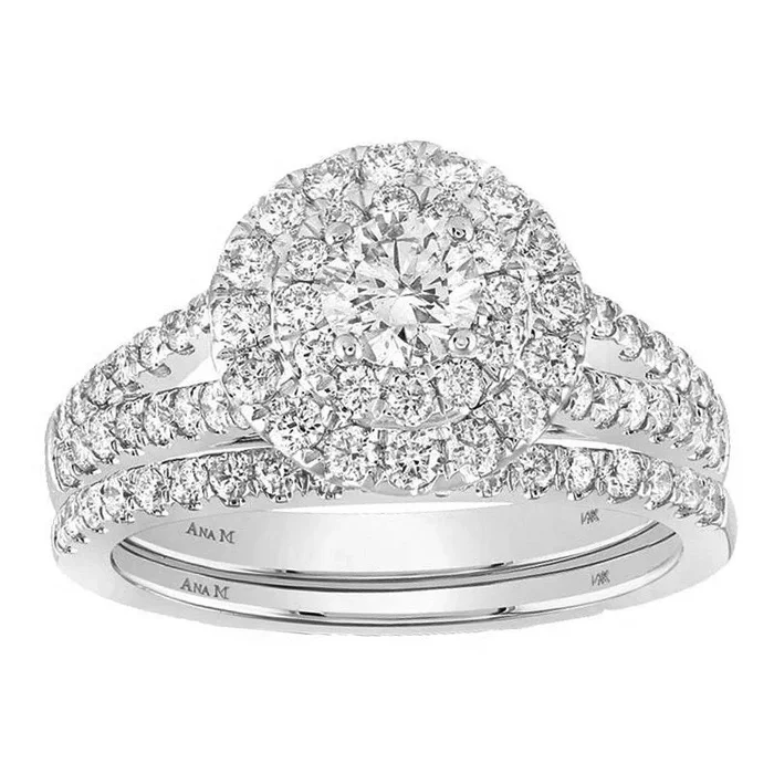 Ana M 1.50ctw Certified Diamond Halo Bridal Set