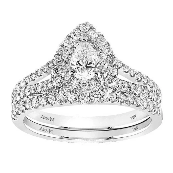 Ana M 1ctw Certified Diamond Halo Bridal Set