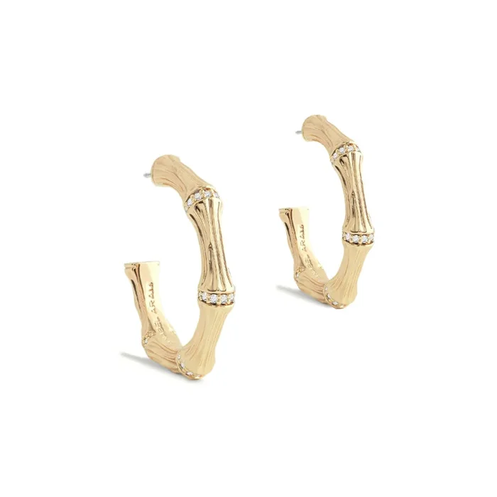 Anabel Aram Gold Bamboo Medium Hoop Earrings
