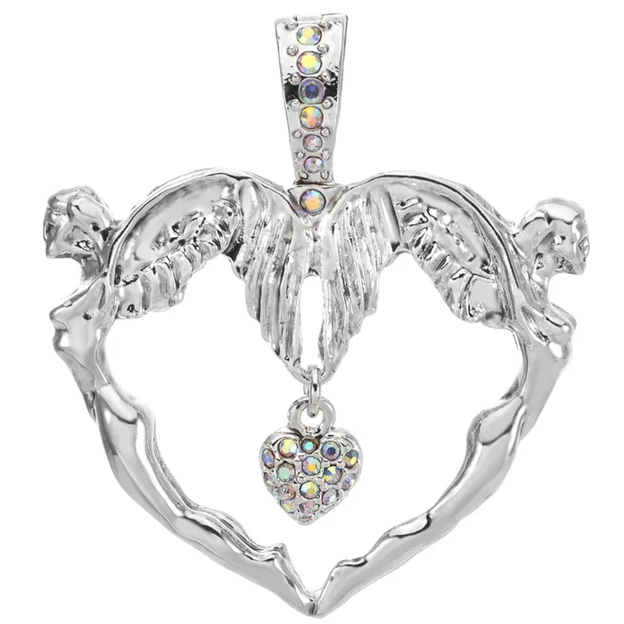 Angel Heart Foldover Pendant (Sterling Silvertone)