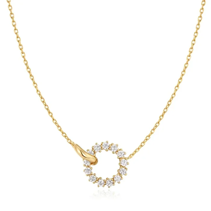 Ania Haie Cubic Zirconia Interlocking Circle Necklace in Sterling Silver with 14kt Gold Plate