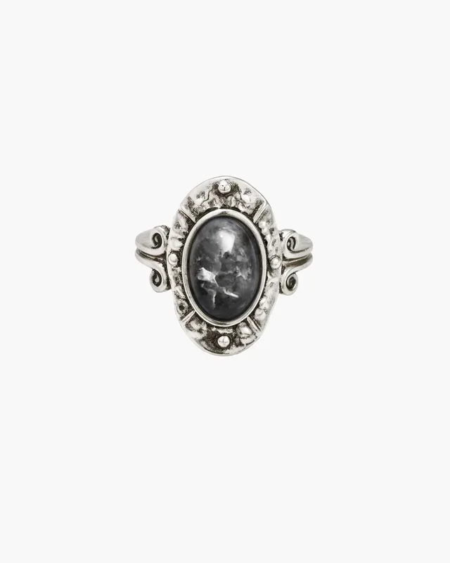 Anillo de ágata musgo de velo lunar