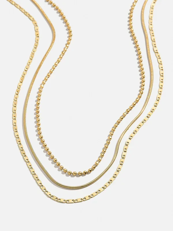 Anita Waterproof Necklace Set – Gold/Pavé