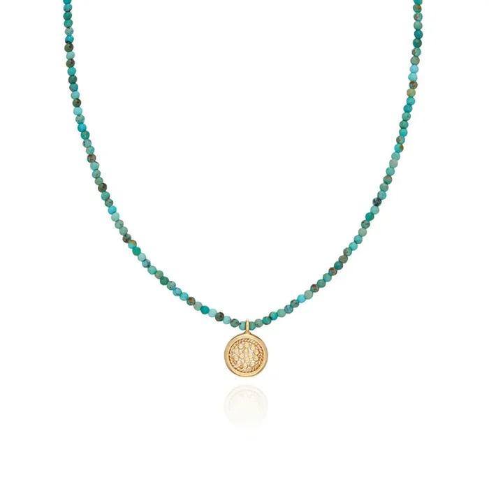 Anna Beck Delicate Beaded Turquoise Circle Pendant Necklace