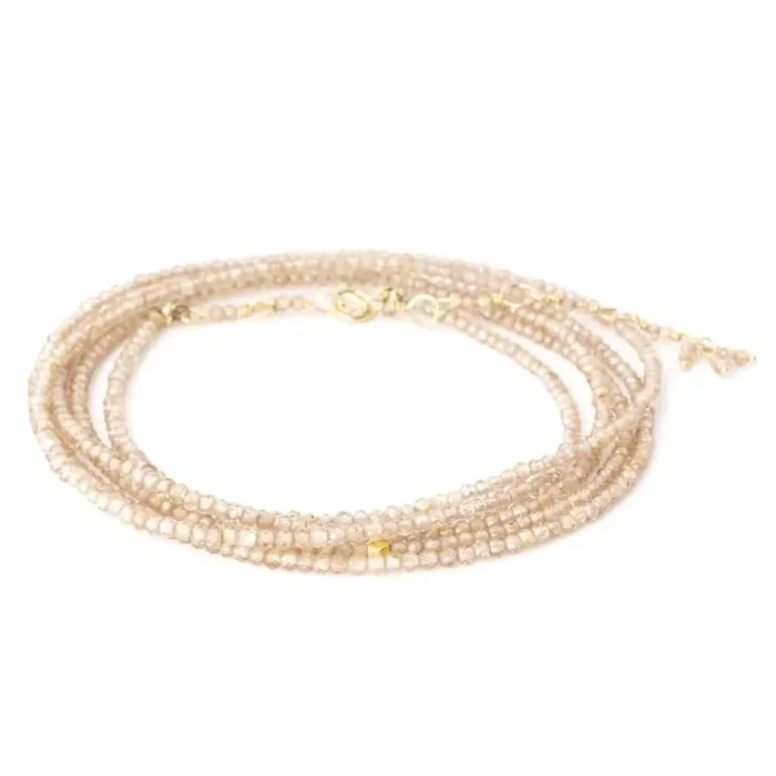 ANNE SPORTUN Brown Zircon Beaded Wrap Bracelet