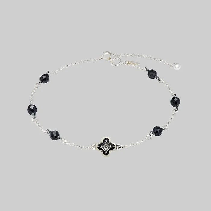 ANNIE. Tudor Crest Black Enamel Bracelet – Silver