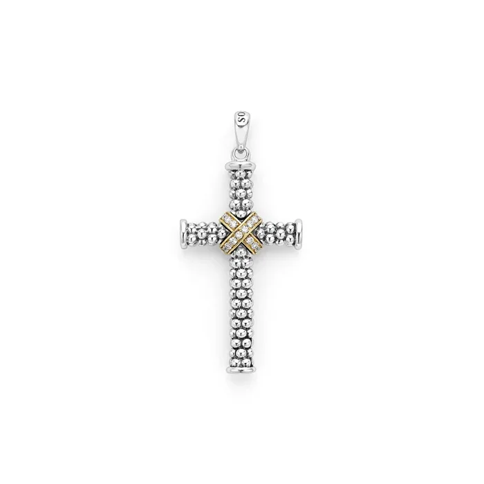 Anthem Large Two-Tone Diamond Cross Amulet
