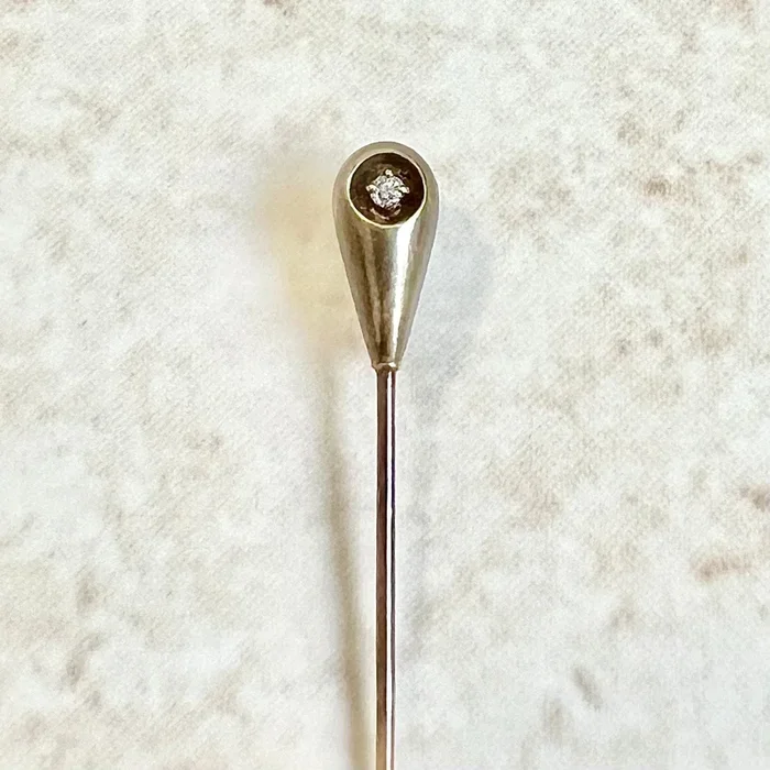 Antique 14 Karat Gold Diamond Stick Pin