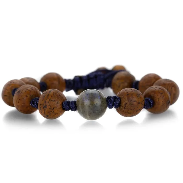Antique Bodhi Seed Bracelet with Labradorite