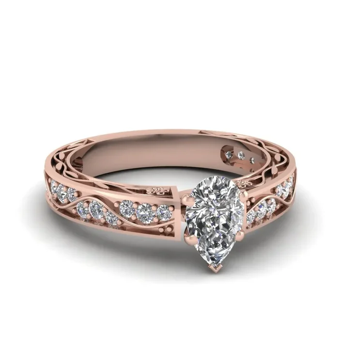 Antique Filigree Pear Diamond Ring