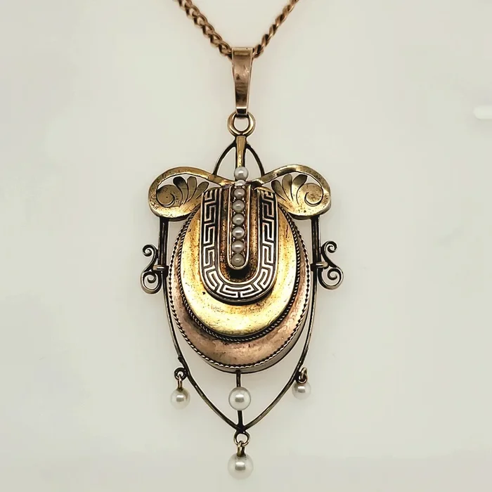 Antique Mid- Victorian 14kt Yellow and Rose Gold Locket With Pearls