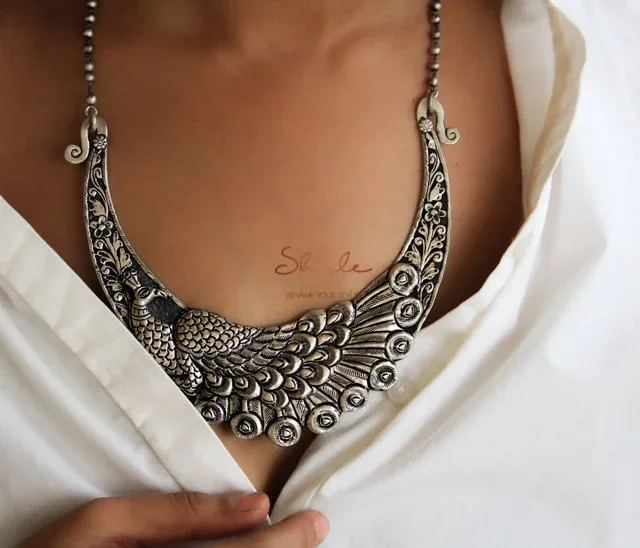 Anvaya Dancing Peacock Chitai Classic Necklace