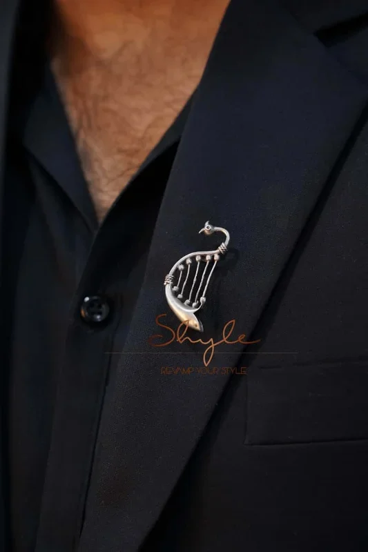 Anvaya Statement Harp Brooch