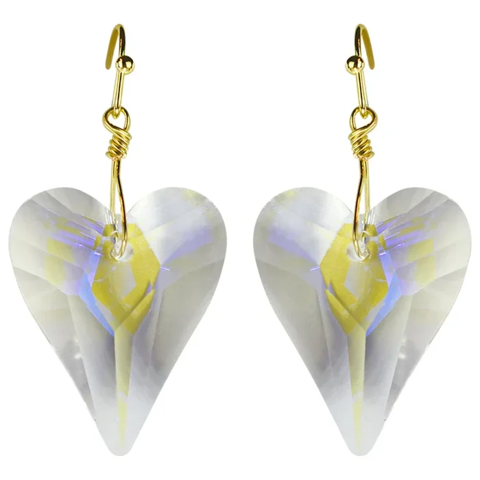 Aphrodite Crystal Heart French Wire Earrings (Goldtone/Crystal AB)