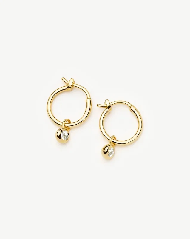 April Birthstone Mini Charm Hoop Earrings | 18ct Gold Vermeil/Crystal