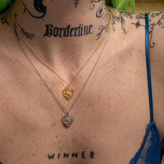 APRIL. Sunflower Heart Necklace – Gold