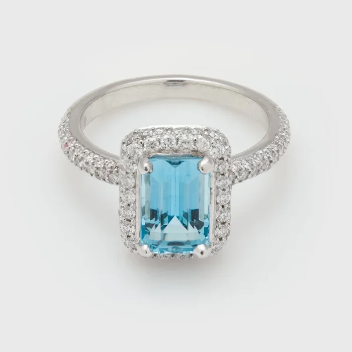 Aquamarine & Diamond Ring