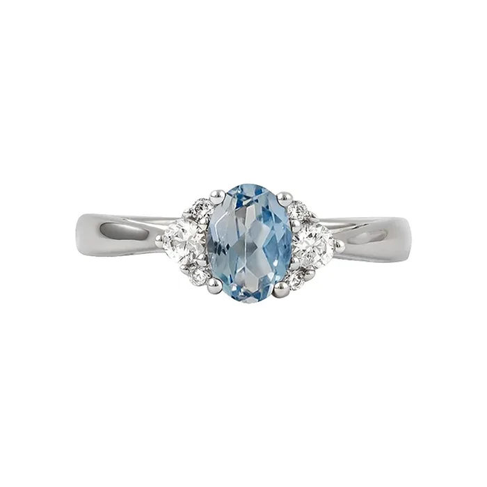 Aquamarine & Diamond Ring