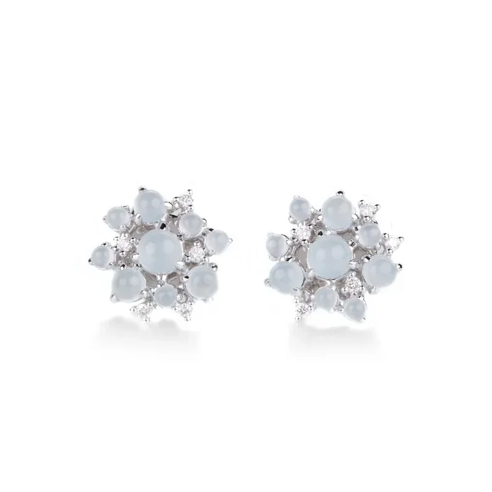 Aquamarine and Diamond Bubble Studs