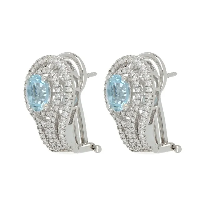 Aquamarine Earrings (Aquamarine 1.66 cts. White Diamond 0.57 cts.)