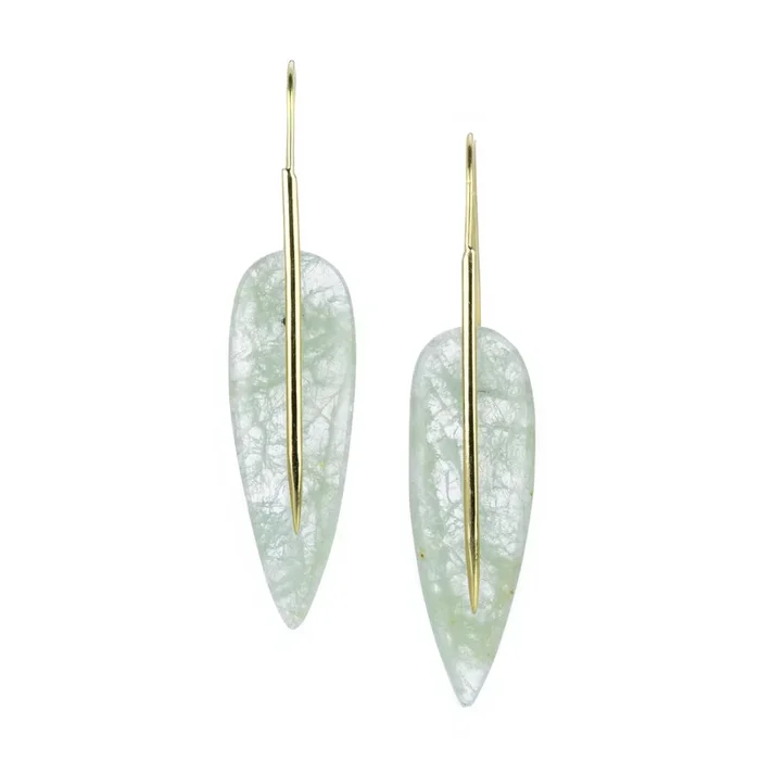 Aquamarine Feather Earrings