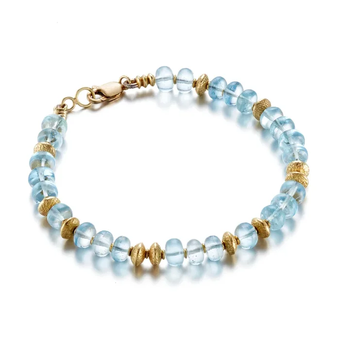 Aquamarine Rondelle Beaded Bracelet