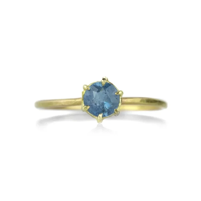 Aquamarine Round Mini Gem Ring