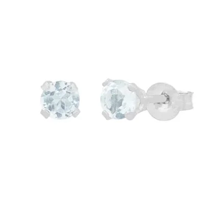 Aquamarine Stud Earrings in 14kt White Gold (3mm)