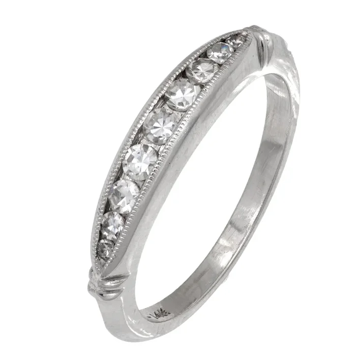 Art Deco diamond 14k white gold eternity band