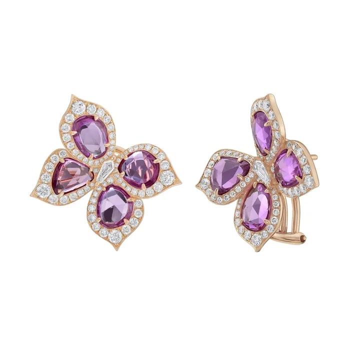 Artemis Pink Sapphire and Diamond Earrings