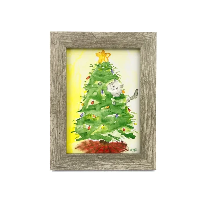 Artwork for Animals Angelica Goodwin Cat in Christmas Tree Print