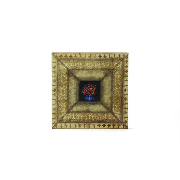 Artwork for Animals Angelica Goodwin Original Gold Frame Multicolor Flowers Canvas Print