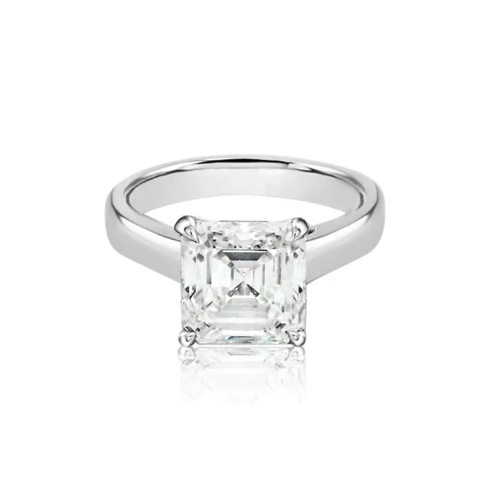 Asscher Cut 3.33ct Wide Cathedral White Gold Ring