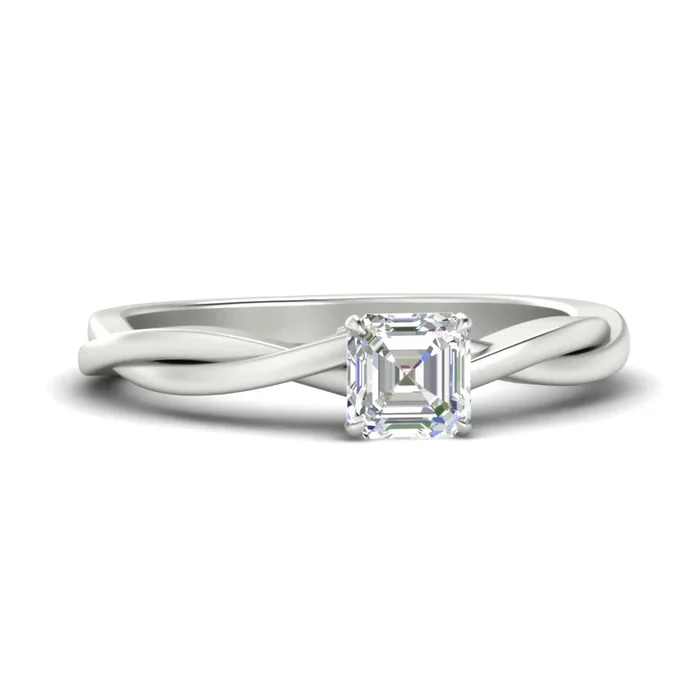 Asscher Cut Braided Shank Solitaire Engagement Ring