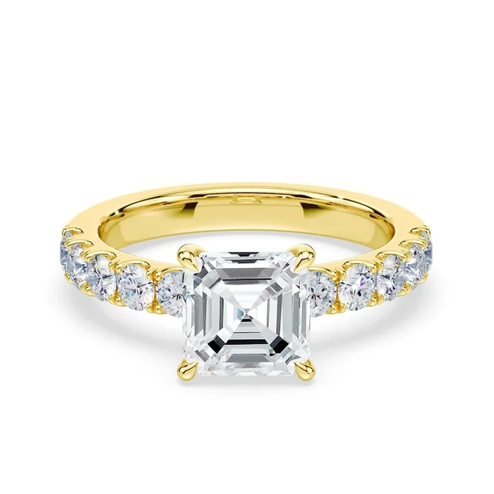 Asscher Low Profile Wide Pave Ring