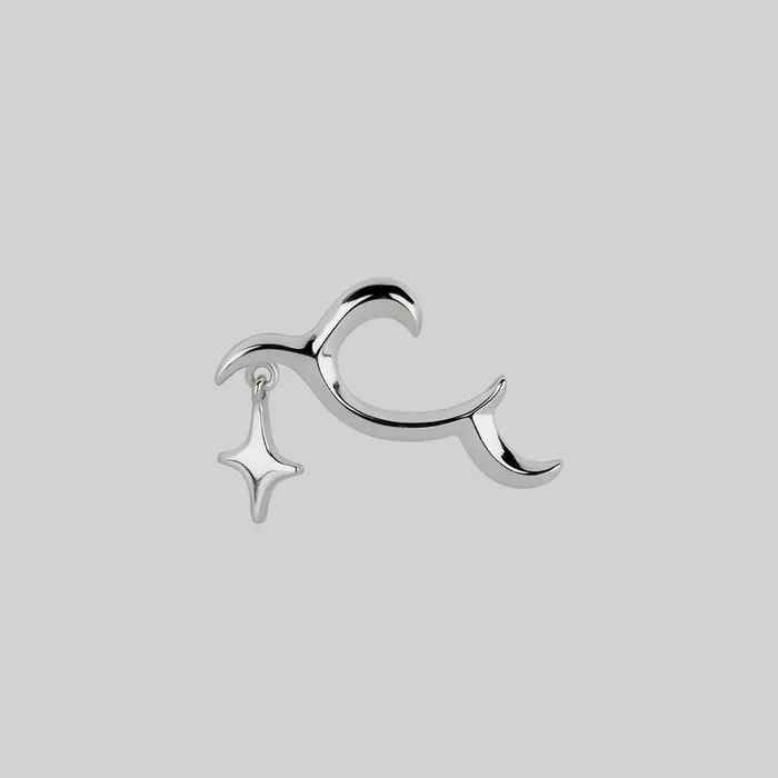 ASTRA. Abstract Waves & Star Stud Earring – Silver