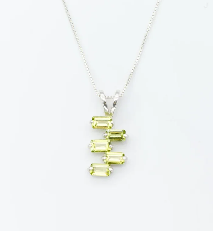 Asymmetric Peridot Pendant in Sterling Silver